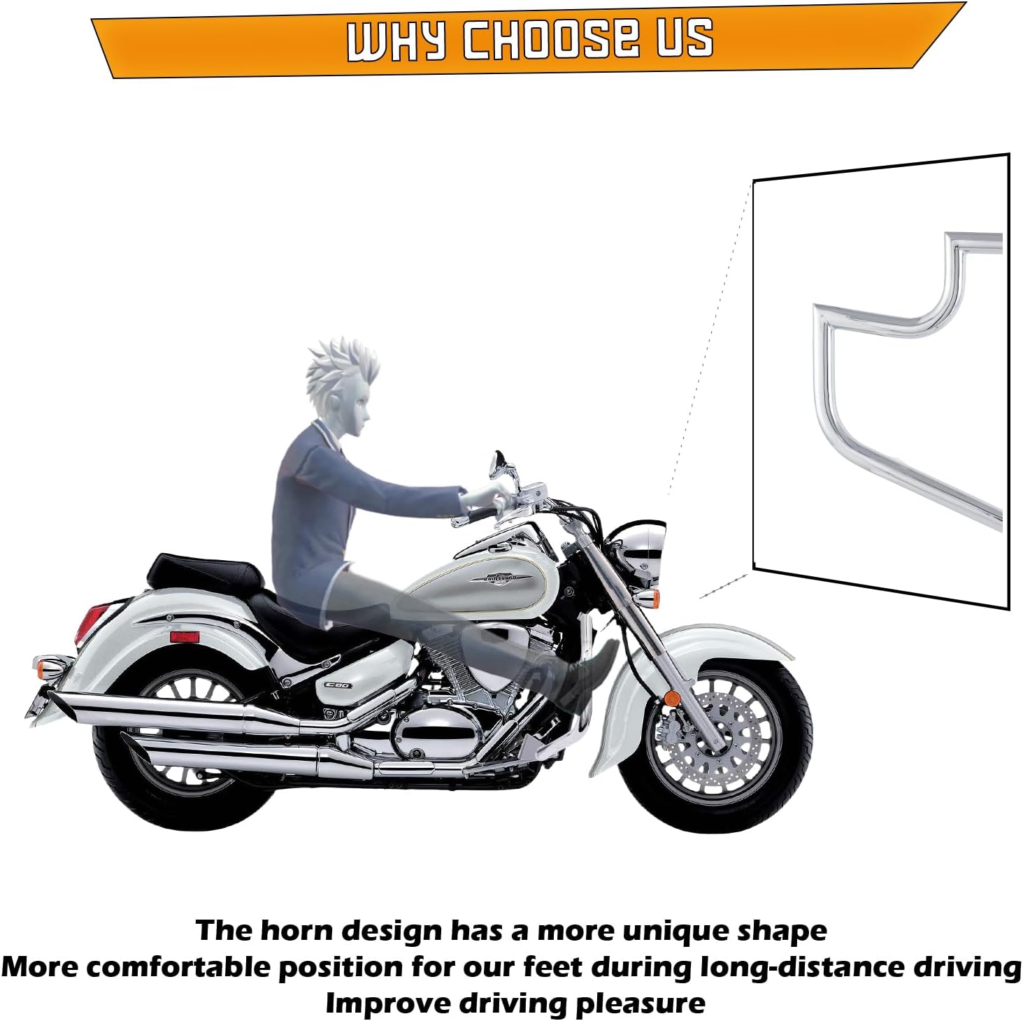 Kinglemc Crash Bar Engine Guard Highway Freeway Bar for Suzuki Volusia Boulevard 800 C50 M50 2000-2021 (Chrome)