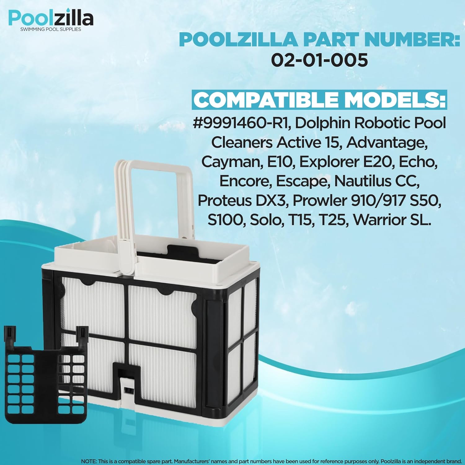 Poolzilla Ultra-Fine Pool Cleaner Filter Basket - Compatible with #9991460-R1, Dolphin S50, Nautilus CC, Echo, E10, E20, DX3 - Robotic Cleaner Cartridge Set