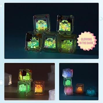 Glow in The Dark Figure, Square Cat Series Blind Box (5 Figures per Box) Random Style Action Figure Cute Blind Bag Collectible Toys - Mini Figures Mystery Box for Cat Lovers Birthday Gift & Desk Decor