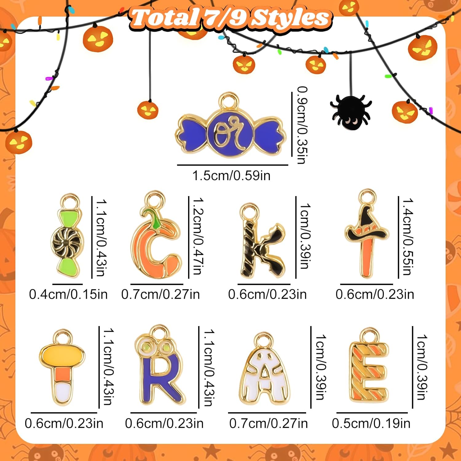 NEKOL Halloween Trick or Treat Necklace for Women, Charm Necklace with Themed Letters Featuring Wizard Hat, Pumpkin, Bat, Ghost, and Candy Designs, Perfect for Halloween Parties and Gifts - Image 4