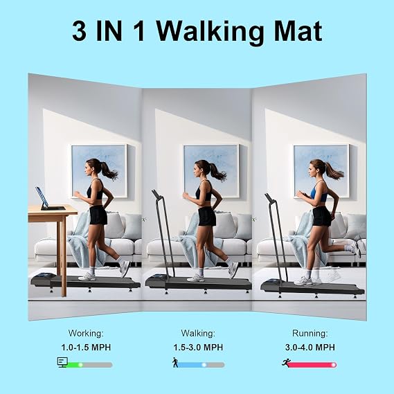 Walking with Incline Pad and Handle Bar, 3 in 1 Mini Walking Machine, 2.5HP Low Noise Treadmill for Home with Remote Control, Treadmill with Handle Bar, Running Pad with Remote Control