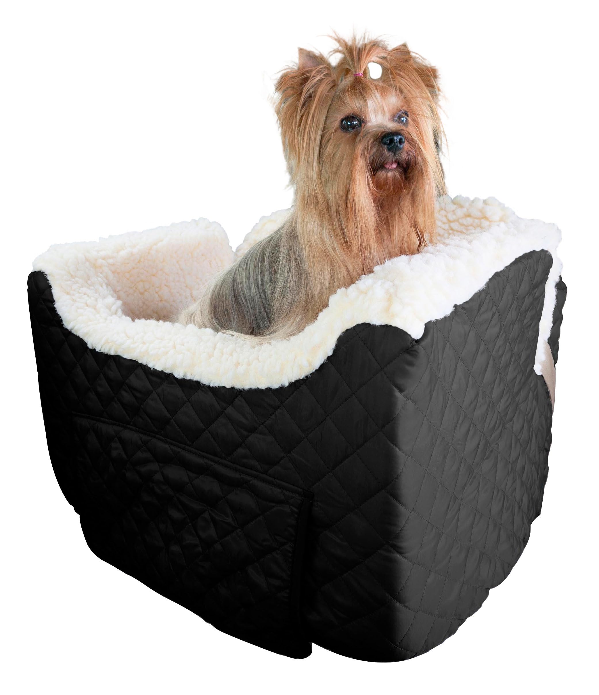 Snoozer Dog Car Seat for Dogs up to 25lbs, Lookout II, Black Quilted (M)