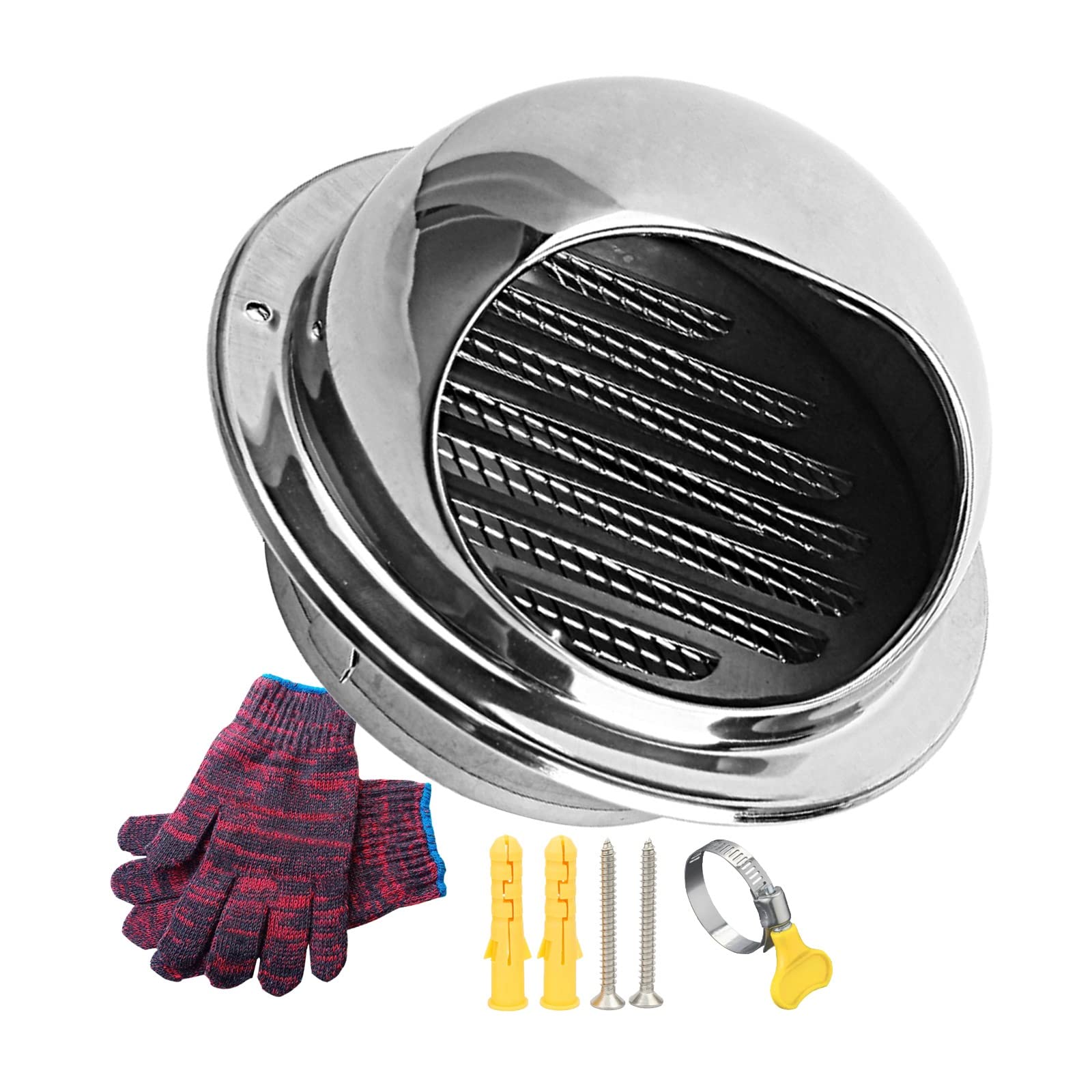 LIGUOYI Tapa De Rejilla Circular Respiraderos Tapa ​Cocina Cinturón/Red, Protección contra El Viento Y La Lluvia, Calibre 60/70 / 80/100 Mm Campana Exterior Ventilación del Aire (Color : Silver, Size