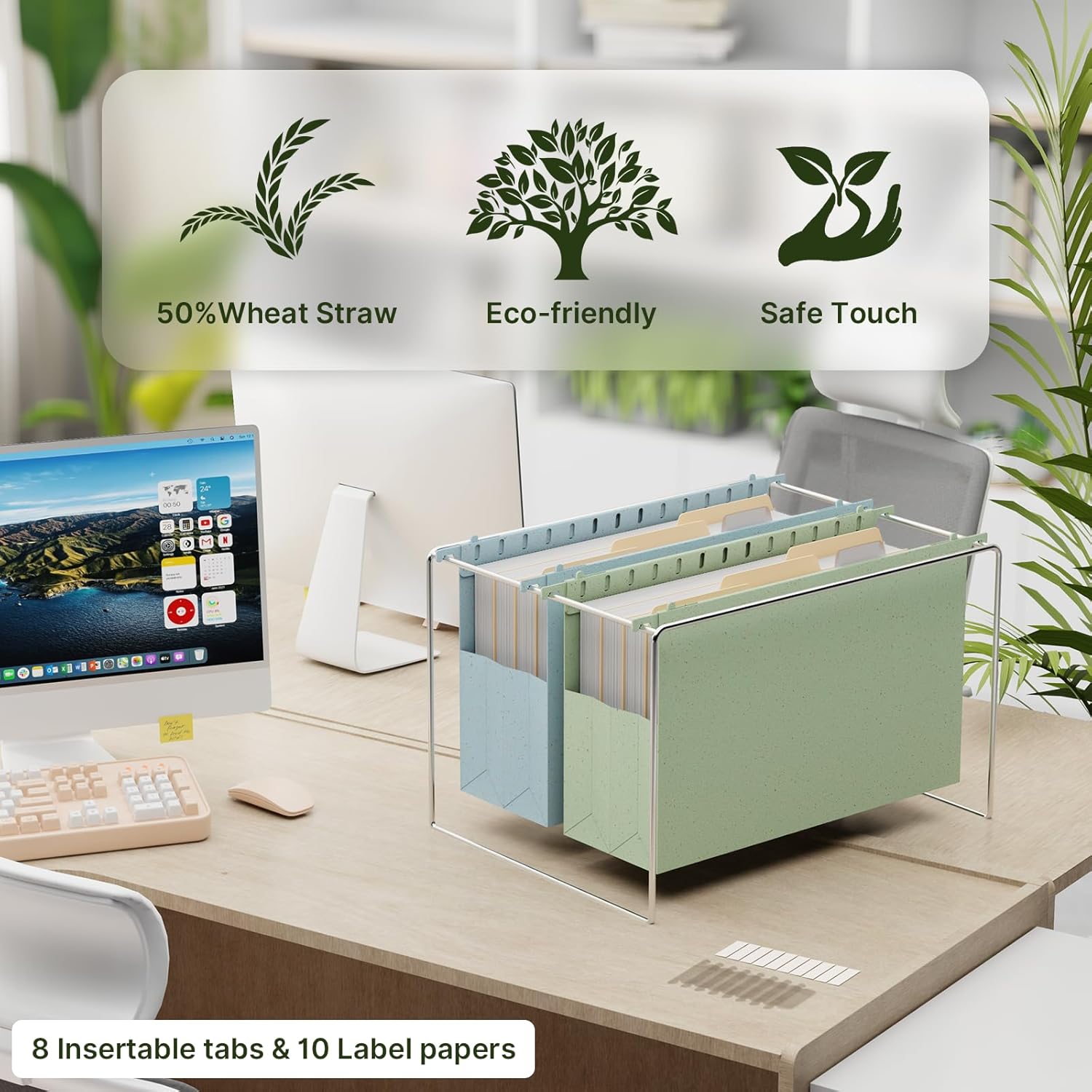 XINGIA Legal Size Hanging File Folders,Extra Capacity 4 Inch Hanging File Folders with Tabs,6 Pack Pastel Wheat Straw File Folders for Cabinets,Expandable Hanging File Organizer for School Office