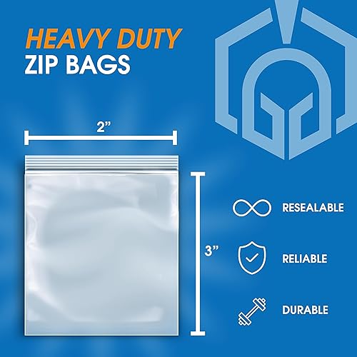 Miniatura 2 de Spartan Industrial - Bolsas de polietileno de plástico transparente con cierre de cremallera de 2 x 3 pulgadas (1000 unidades) de 4 mil de grosor