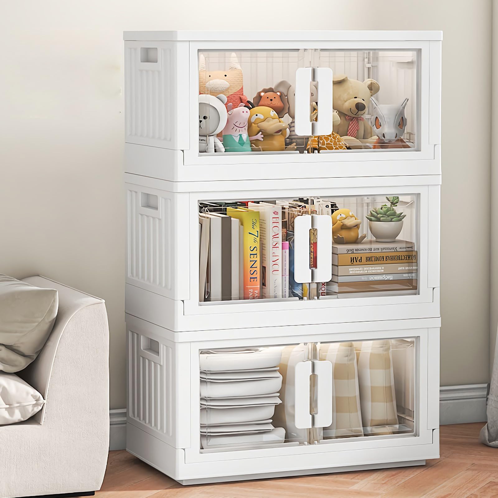 usego Large Plastic Storage Bins with Lids 36 Gal Stackable Folding