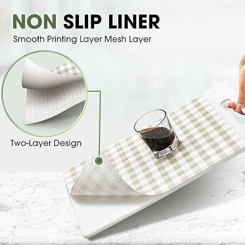 Miniatura 10 de Beautysaid Revestimiento de cajón y gabinete para cocina, no adhesivo, antideslizante, fácil de limpiar, agarre fuerte, forro impermeable para baño,