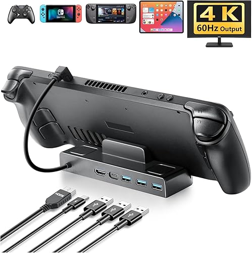 Gorrzai Steam Deck Dock 4K 60Hz Steam Docking Station with HDMI 20 3 USB 30 100W USB-C Charging Port Compatible with TV Monitor Switch Tablet Handle