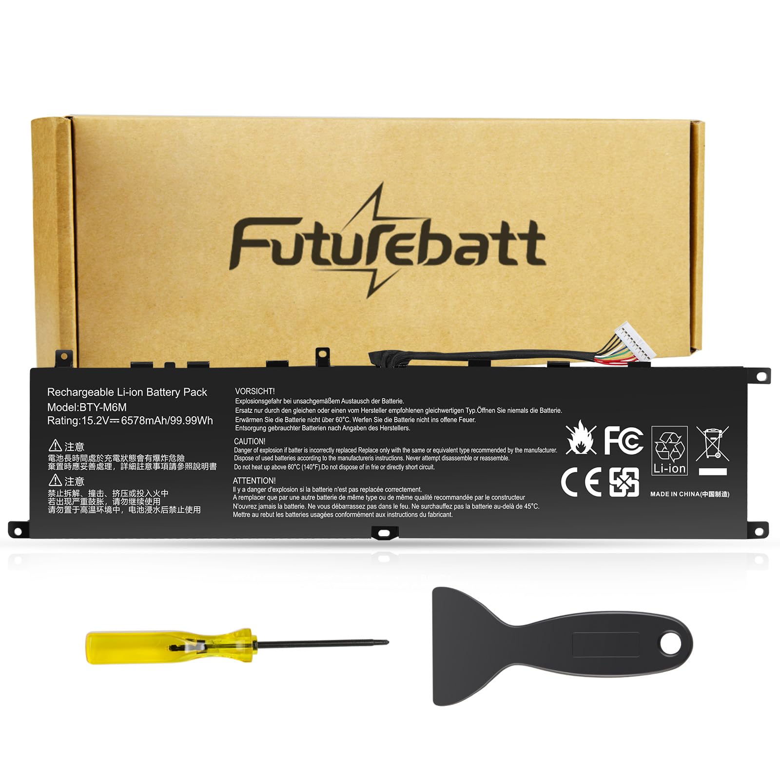 BTY-M6M Battery Replacement for MSI GS66 Stealth 10SD 10SE GE76 Raider 10SF 10SFS 10SGS GE66 Raider 10UE 10UG 10UH 11UE 11UG 11UH WS66 10TK 10TL WE76 11UK 11UM Creator 15 A11UE A11UH A10SD A10SE