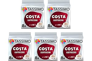 Costa Cappuccino Tassimo Machine Discs (Pack of 5, Total 80 Discs, 40 Servings)