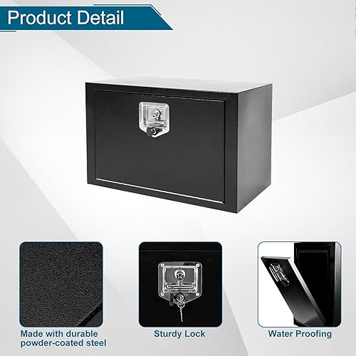 Miniatura 88 de Caja de acero para camión, 30 x 18 x 18 pulgadas, caja de acero resistente para remolque, caja de herramientas para camión, organizador