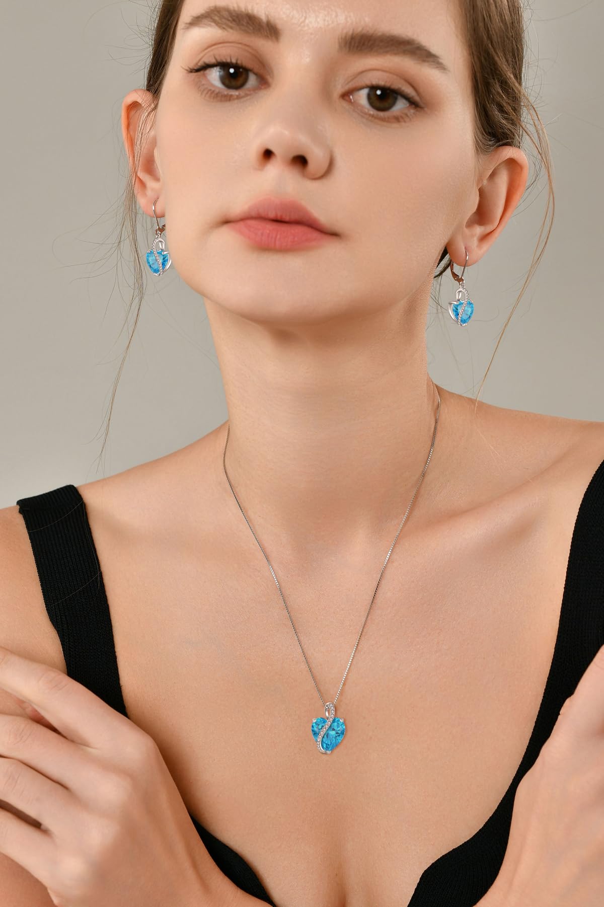 YL Collar Corazón Plata de Ley 925 con 12 piedras de Nacimiento Circonita Colgante para Mujer