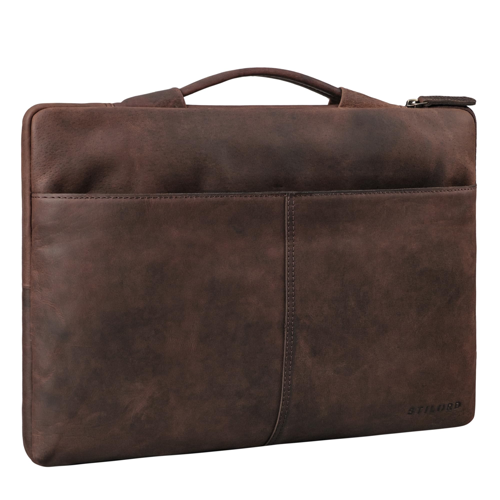 STILORD "Kit" 15,6 Pollici Custodia per Notebook in Pelle Uomini per lavoro viaggio affari Slim Laptop Sleeve Uomo Custodia per notebook in vera cuoio Colore:zamora - marrone
