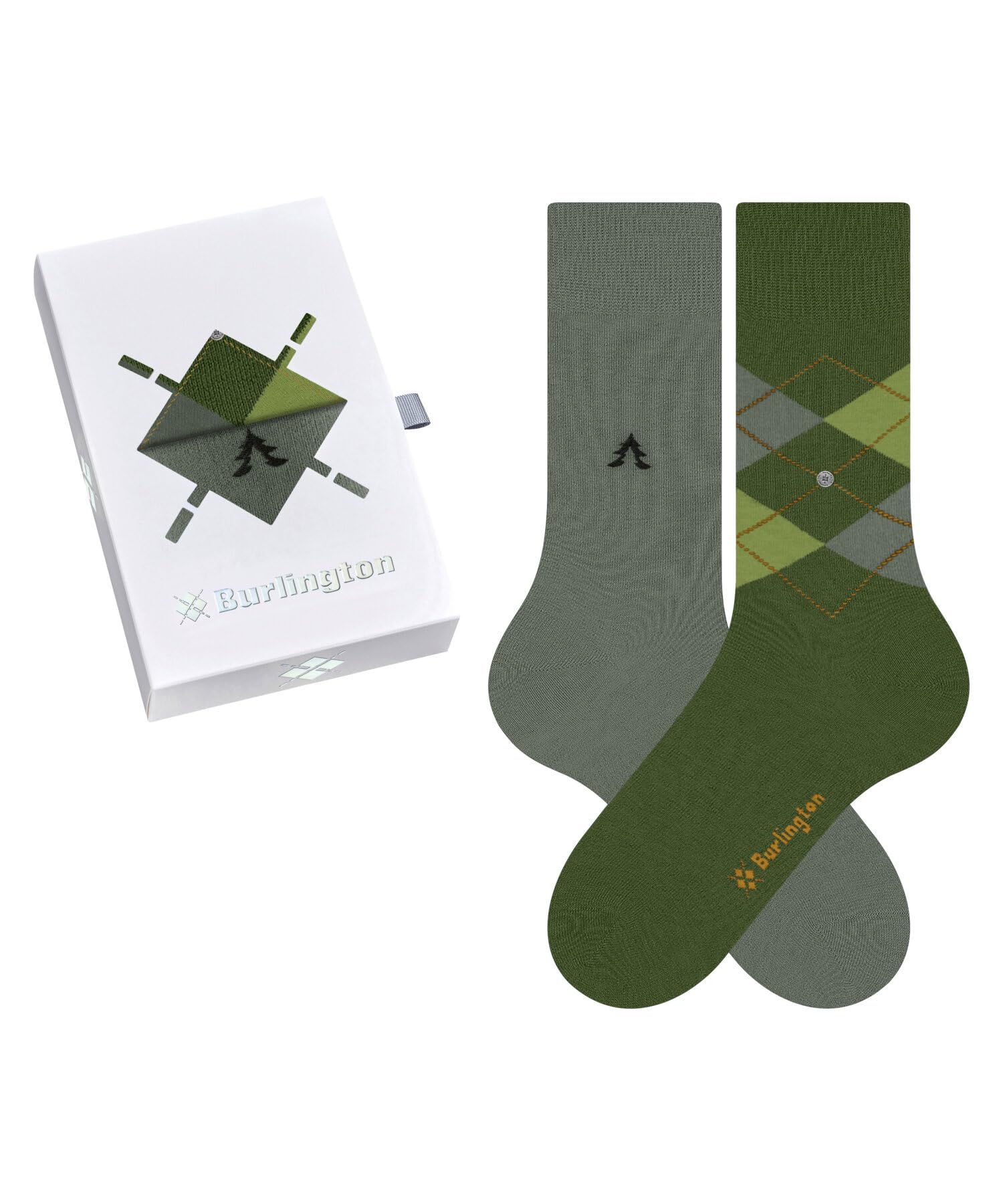 Burlington Men's Everyday X-Mas M So Cotton Patterned Socks 2 Pairs, Green Mix 0080, 6.5-11