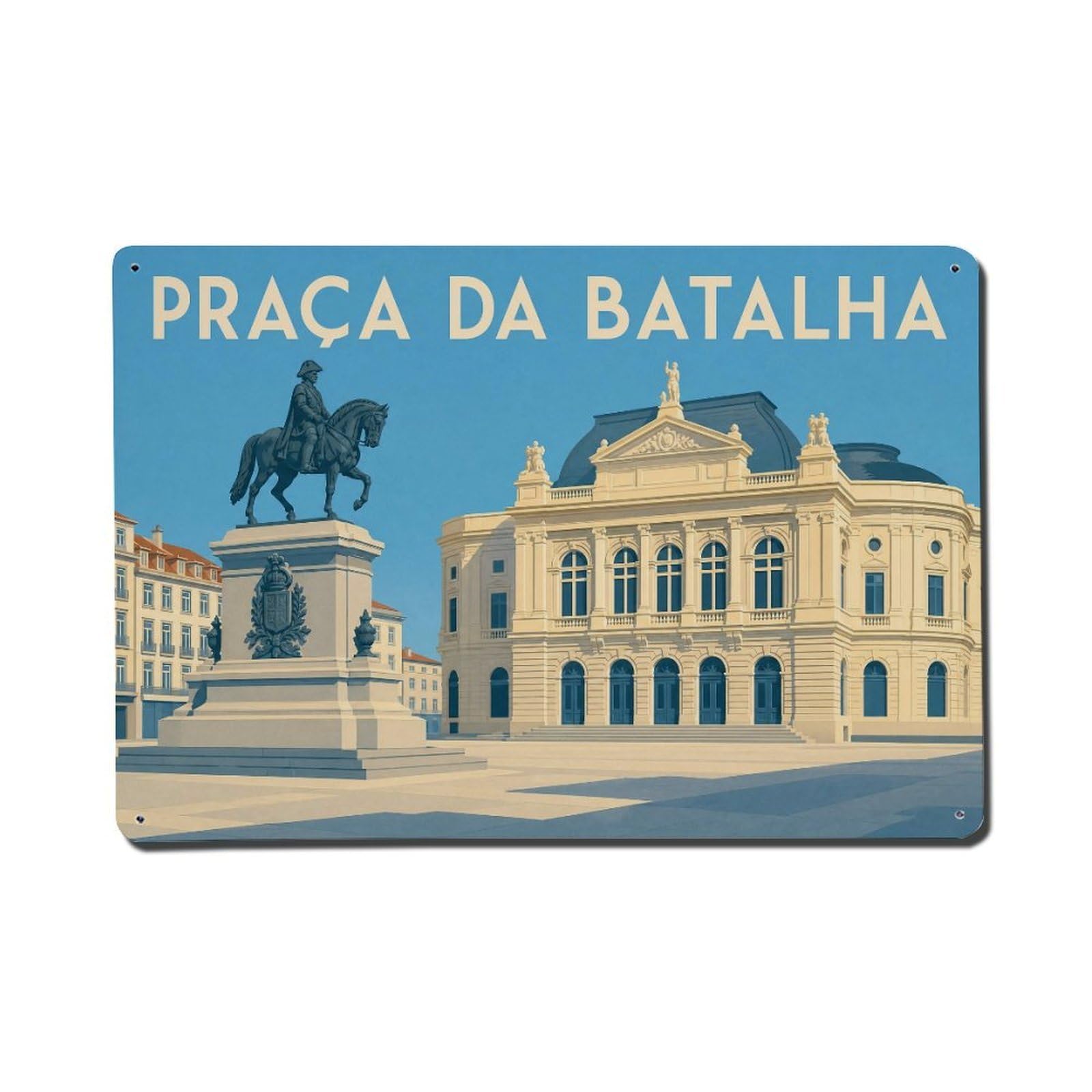 Huiyhb 8X12inch(20X30cm) Vintage Travel Batalha Square Historic Center Portugal Metal Tin Sign