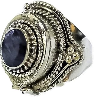 Sapphire Ring, Poison Box Ring, Poison Ring, Promise Ring, Strange Box Ring, Locket Ring, Blue Sapphire ~ Gemstone Box Ring, Oval Stone Ring, Poison Pill Box, September Birthstone Ring, Raw Sapphire Ring, Handmade Poison Ring, Mothers Day gifts