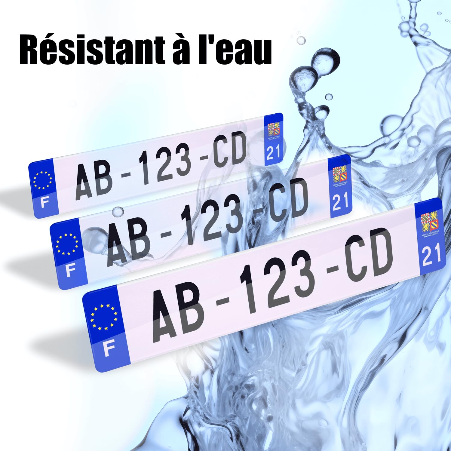 3 Plaques d'immatriculation Voiture et remorque - homologué - SIV 520 x 110 mm - Extra résistance aux Chocs, aux intempéries et Anti UV - Plexi