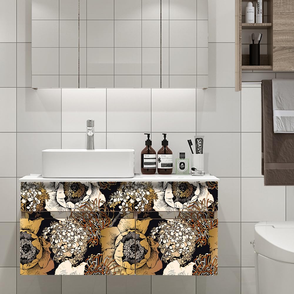 SOEWIOU 300 * 45cm Brown Floral Peel and Stick Wallpaper, Thicken Removable Waterproof Contact Paper for Living Room Bedroom - Image 3