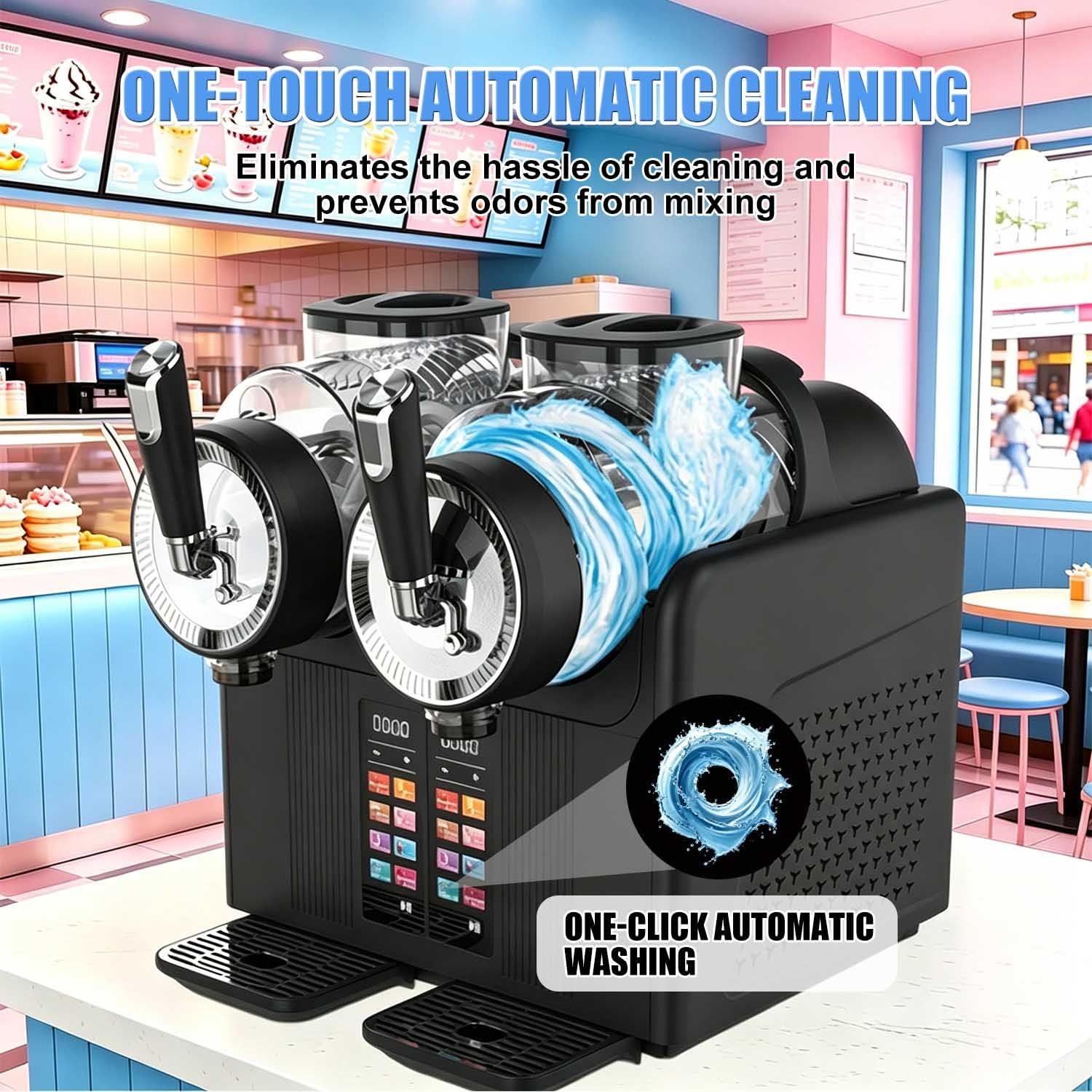 Máquina De Granizados Y Helados 2 En 1, Máquina De Granizados, Batidora Casera Para La Cocina - Doble Jarra De 2 L, 7 Programas Automáticos, Para Margaritas, Batidos Y Bebidas Congeladas Black