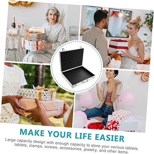 Miniatura 3 de Mikinona Estuche de vuelo con cerradura portátil de aleación de aluminio rígido, caja de herramientas, estuche de transporte duradero para