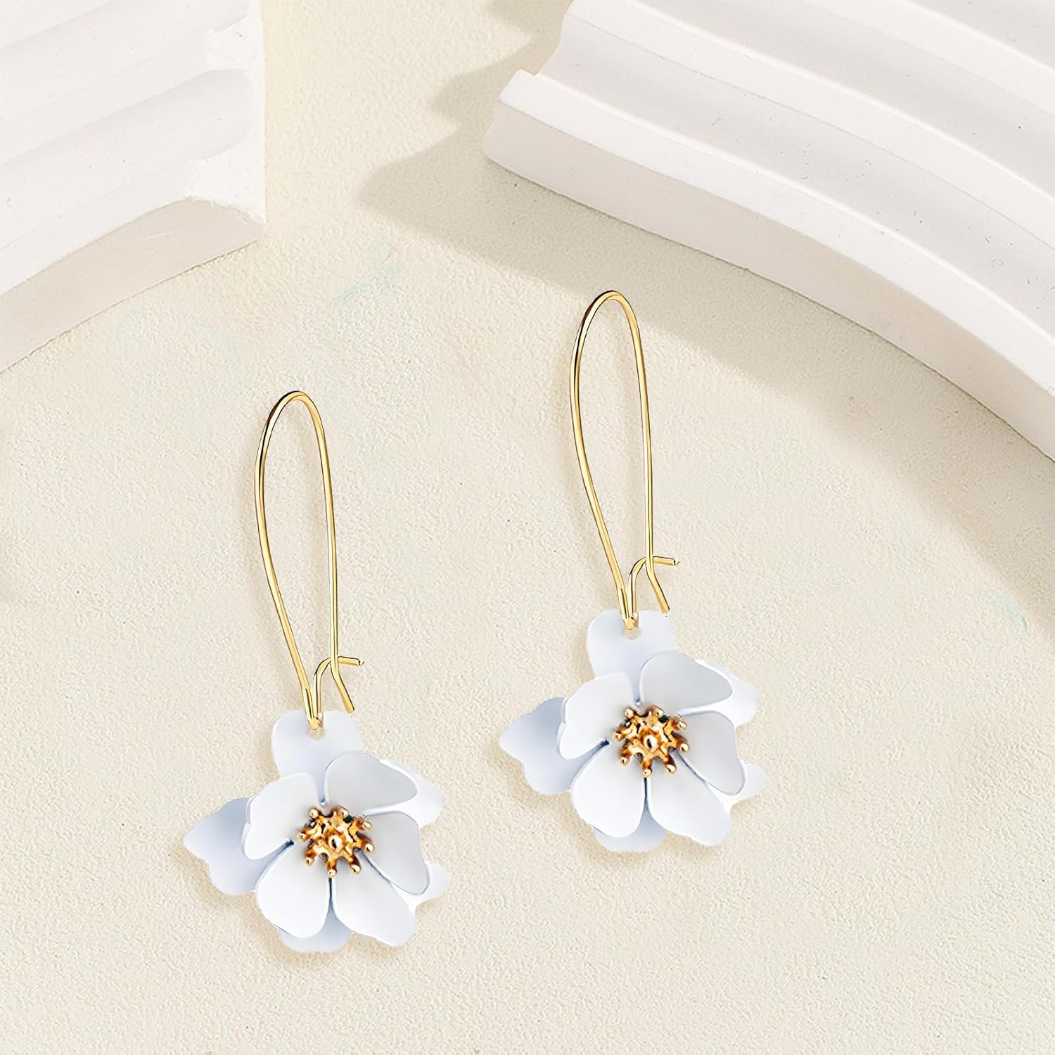 Handmade Boho Flower Earrings for Women Statement Exaggerated Layered Floral Petal Earrings Lightweight Bohemian Daisy Flower Earrings Tropical Hawaiian jewelry - Image 5