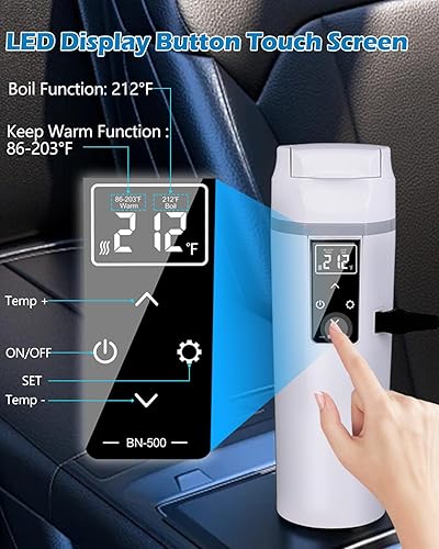 Miniatura 3 de Hervidor eléctrico de viaje para automóvil, hervidor de té eléctrico portátil, calentador de agua de temperatura libremente ajustable, hervidor de