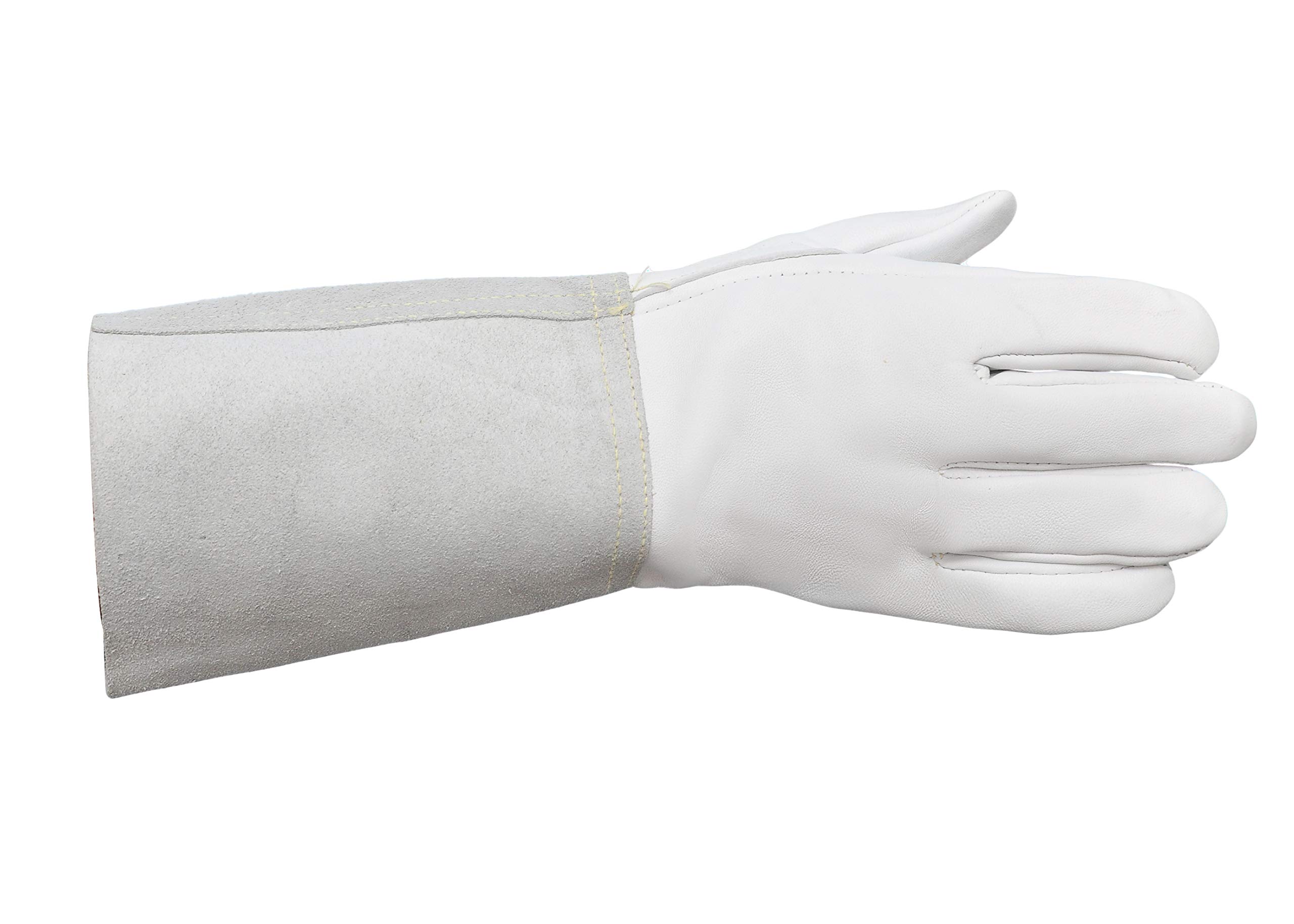 ABTW 1 paire de gants de soudeur en cuir de chèvre de qualité supérieure avec manchette en cuir fendu avec dextérité améliorée, excellente prise en main | Convient pour le soudage TIG/MIG/jardinage