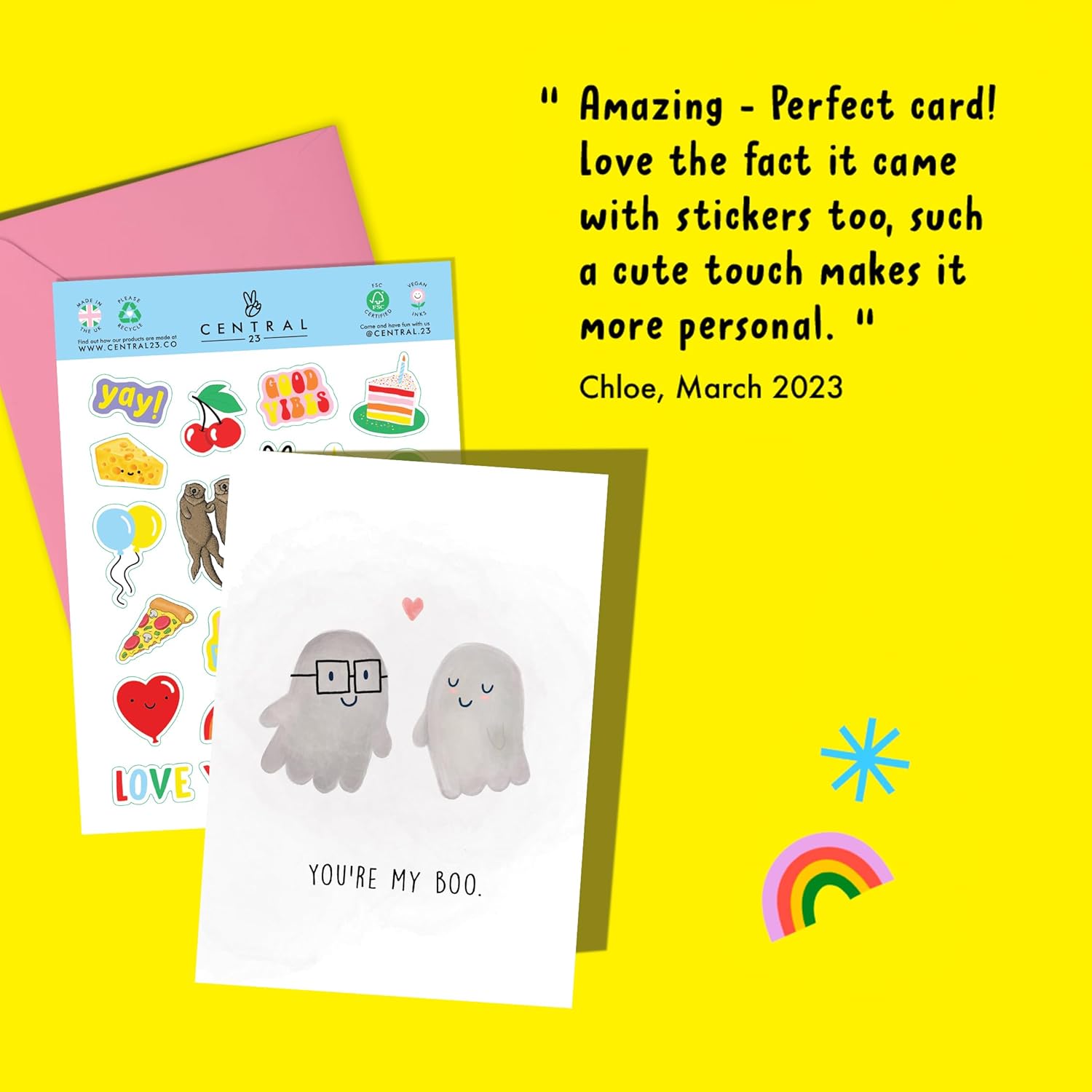 CENTRAL 23 Anniversary Card for Husband or Wife - 'You're My Boo' - Boyfriend Birthday Card - Funny Greeting Cards for Girlfriend - Comes with Fun Stickers - Image 6