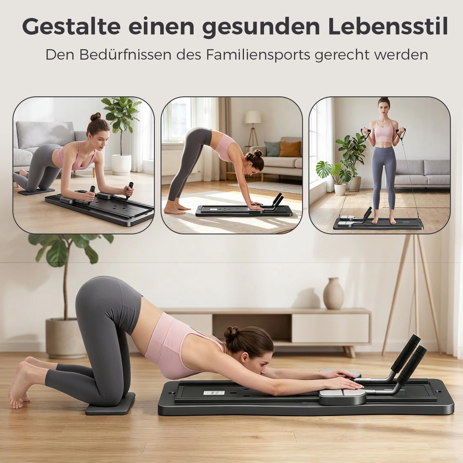 Planche de Pilates multifonction pour abdominaux, rebond automatique, équipement de fitness pour la maison, silencieux, entraîneur abdominal et bandes de résistance