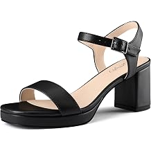 Platform Heels for Women Square Open Toe Block Chunky Heel Sandals with Buckle Ankle Strap Prom Party Wedding Dress Pumps