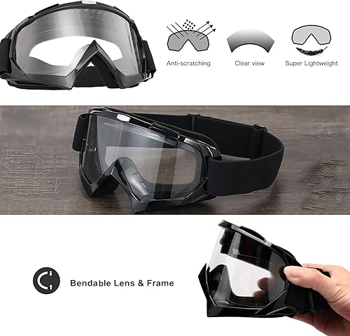 Miniatura 4 de Gafas de motocross para motocicleta, paquete de 2 unidades, gafas de equitación, gafas de esquí, resistentes al viento, gafas protectoras para