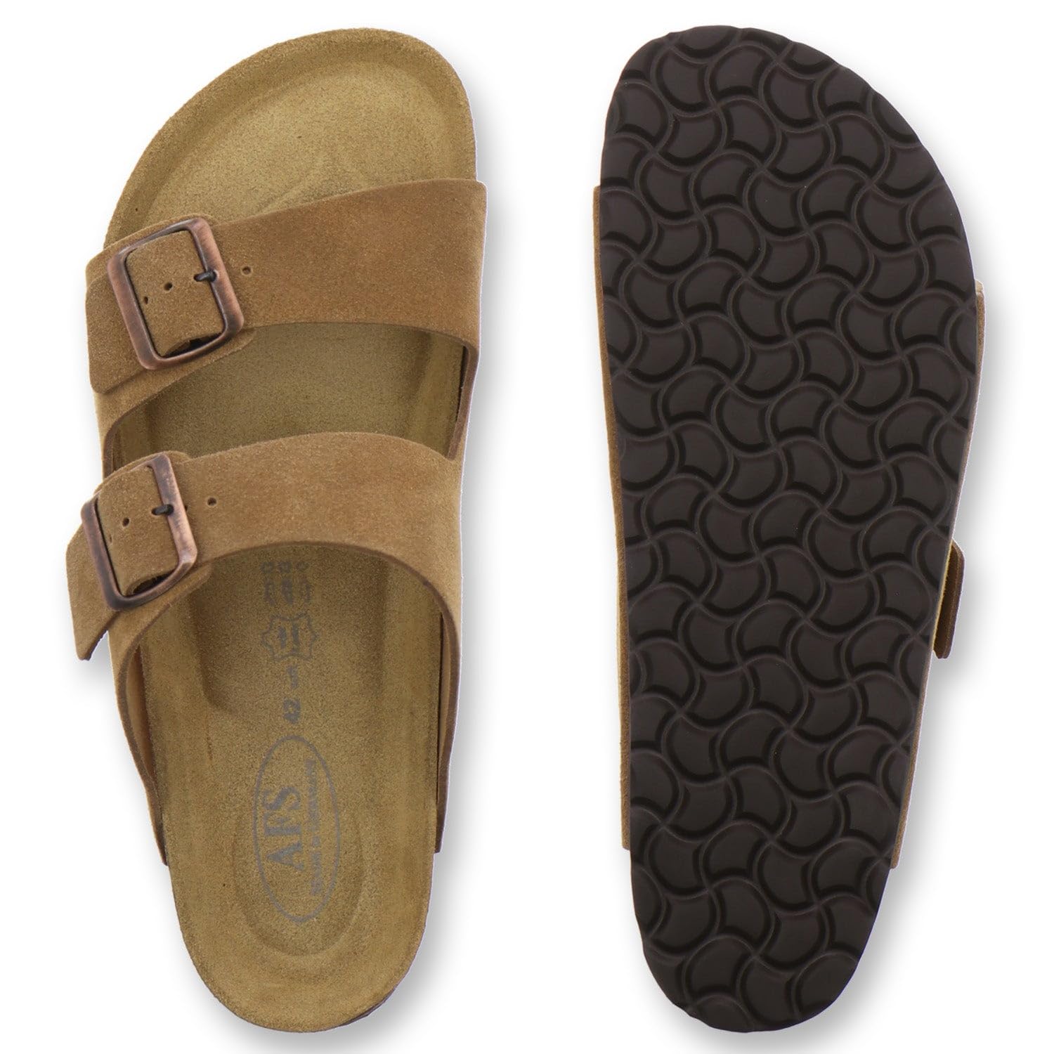 AFS-Schuhe, 3100 - Comodi sandali da uomo, in pelle, da casa e da lavoro, prodotti in Germania