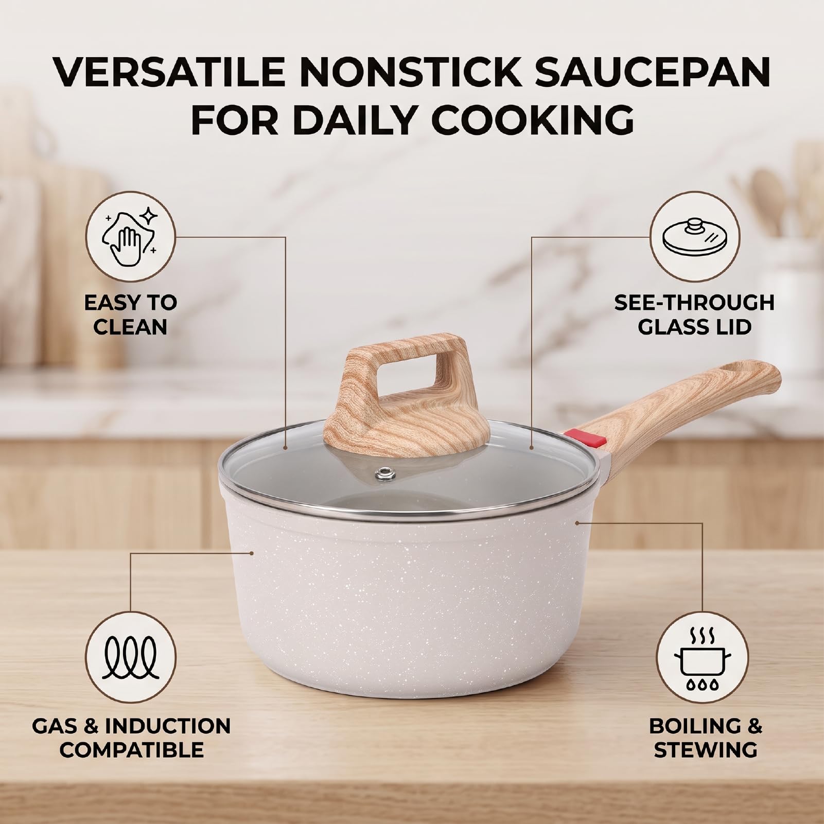 Luocute Casserole Antiadhésive en Pierre Maifan de 16 Cm