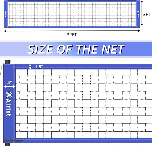 Miniatura 3 de Juego de red de voleibol portátil, juego de redes profesionales de voleibol para patio trasero y playa, red de voleibol al aire libre con postes de