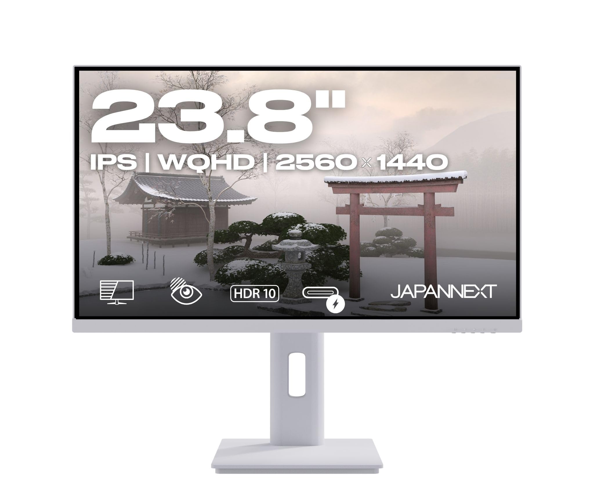 JapanNext Monitor PC da 23,8" IPS 2K WQHD (2560x1140) | USB-C | Bianco