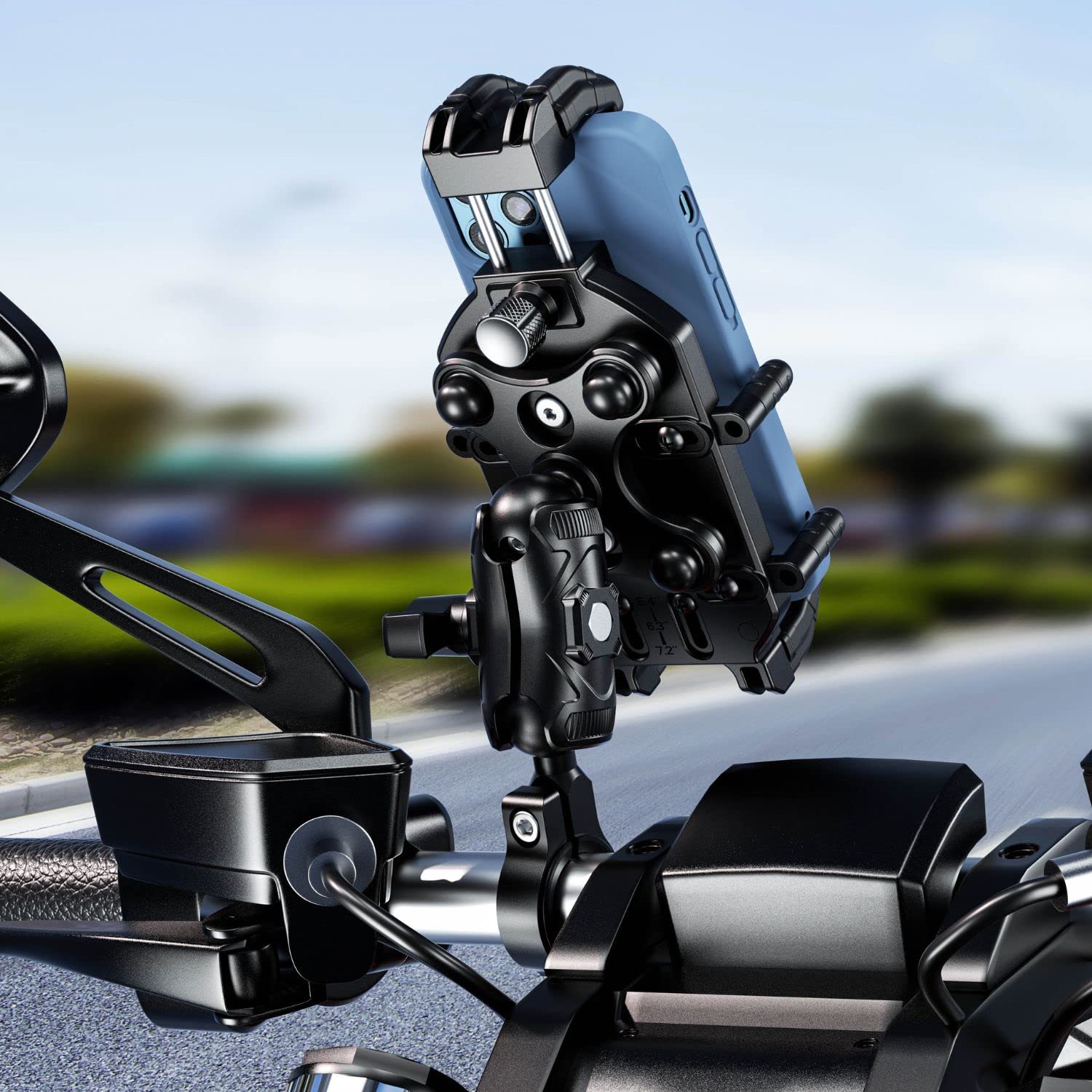 YELLOWFIN Anti-Shake Motorcycle Mobile Damper Holder Bike Mount