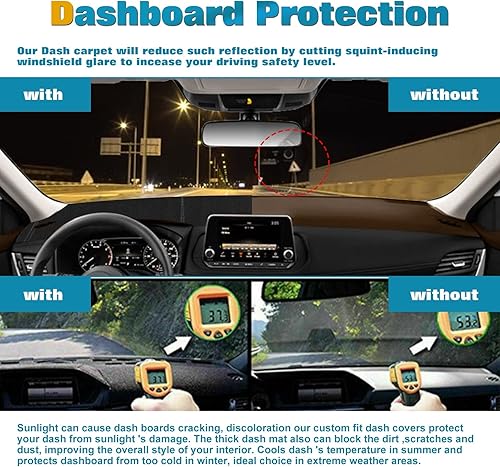 Miniatura 7 de x xotic tech Alfombrilla para consola central para tablero de instrumentos precortada, antideslizante, protector solar y deslumbramiento, cubierta