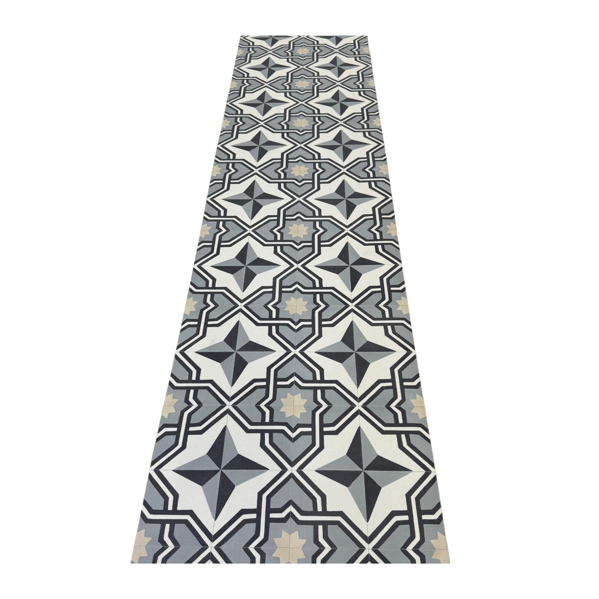 Alfombra Vinílica LUCI Cocina Terraza y Jardín Baldosa PVC 200x400 cm Gris | Resistente al agua, las manchas y el tráfico intenso | Superficie antideslizante | Se limpia con un paño húmedo