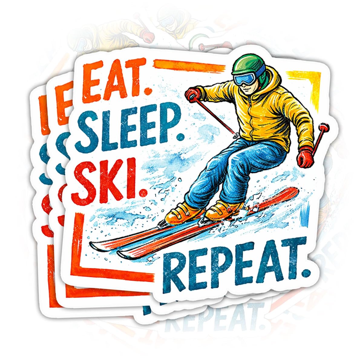 Stickers de ski Eat Sleep Ski Repeat, cadeau amusant pour skieur et snowboardeur