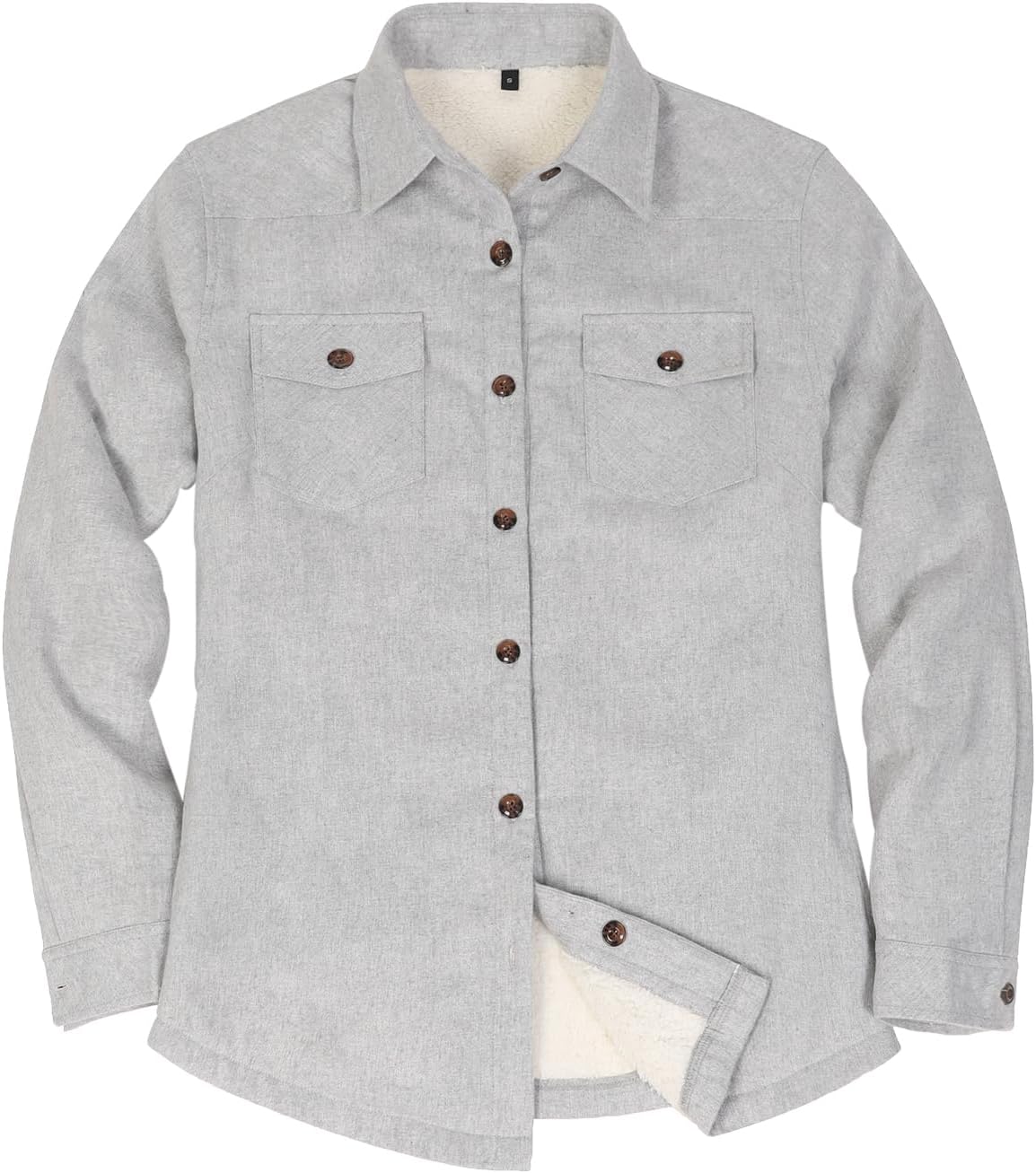 ThCreasa Womens Sherpa Lined Flannel Jacket with Hand Pockets, Plaid Button Down Fuzzy Shirt Jackets - Image 4