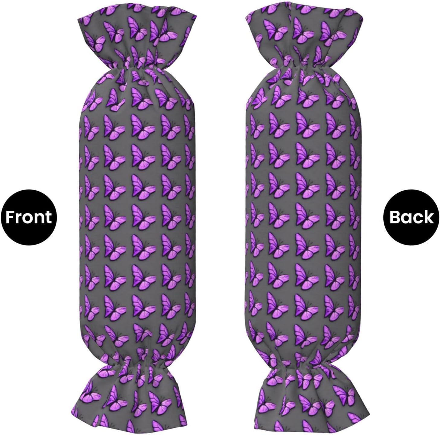 Purple Butterflies Print Candy Cylindrical Eco-Friendly Pillow Soft Velvet Living Room Bedroom Travel Decor
