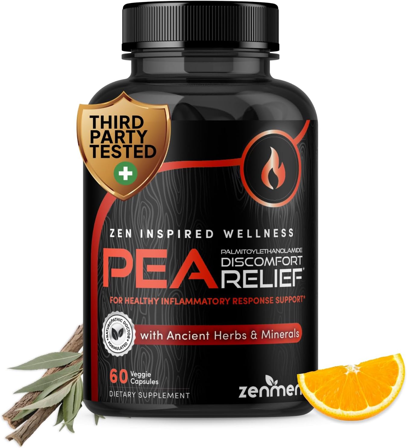 Palmitoylethanolamide (Pea) 600mg - Third Party Tested - with Luteolin, White Willow Bark, Magnesium - Supports Healthy Immune & Nervous Systems, Joints & Sciatic Nerve Relief - 60 Vegan Capsules