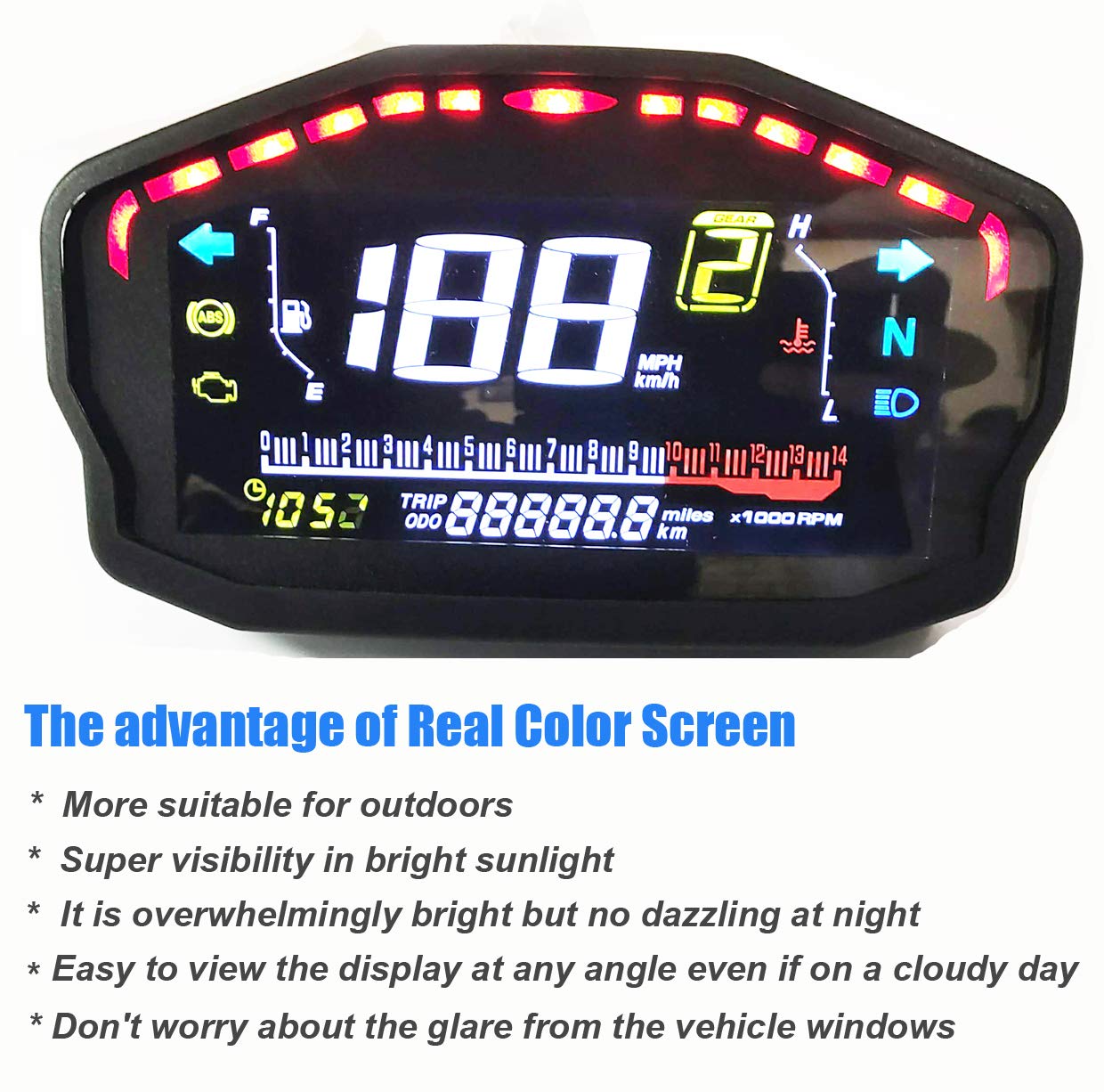 SAMDO Universal Motorcycle Speedometer Odometer Tachometer 14000 RPM 199 Kph Mph Motorcycles Refit Water Temperature Gauge VA Realcolor