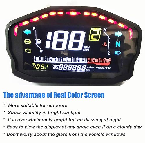 Miniatura 2 de SAMDO Universal motocicleta velocímetro odómetro tacómetro 14000 RPM 199 Kph Mph motocicletas refit agua temperatura medidor VA Realcolor