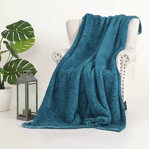 Miniatura 2 de SOCHOW Manta de forro polar Sherpa para todas las estaciones, ligera, mullida, cálida y súper suave, para cama, sofá y sofá, 60 x 80 pulgadas, azul