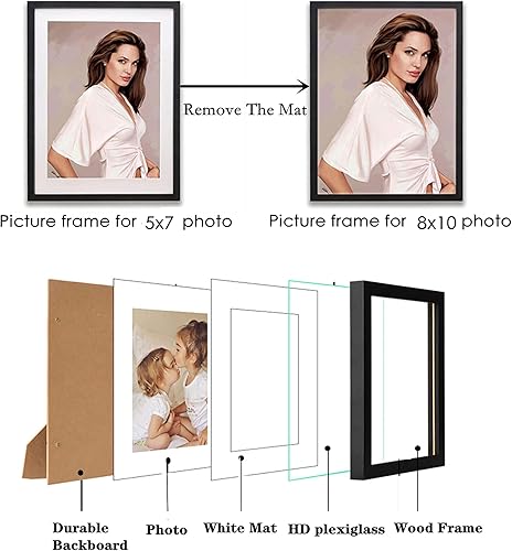 Miniatura 7 de Decort Juego de 4 portarretratos de 8 x 10 pulgadas hechos de madera maciza de vidrio templado, para galería de fotos, hechos para exhibir fotos,