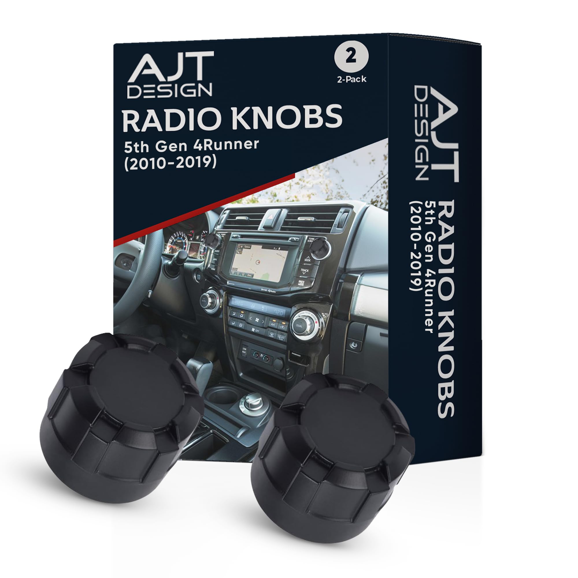 AJT DESIGN Radio Knobs Compatible with Toyota 4Runner 5th Gen (2010-2019) | Matte Black Car Radio Knobs | 2 Plastic Stereo Replacement knob | Easy Installation | Made in USA