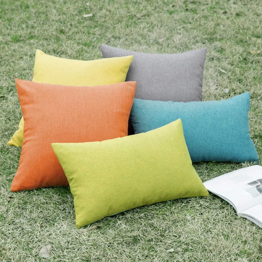 MIULEE Pack of 2 Decorative Outdoor Solid Waterproof Throw Pillow Covers Faux Linen Garden Farmhouse Coastal Cushion Cases for Summer Patio Tent Balcony Couch Sofa 20x12 Inch Turquoise - Image 6