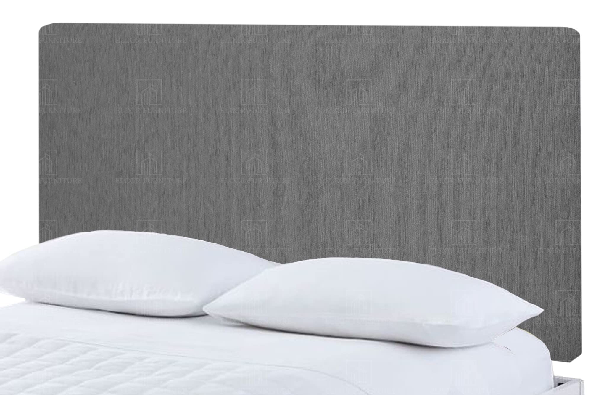Elixir Furniture Plain Victoria Headboard Divan Bed Bedroom Decor Hotel Furniture Chenille Fabric (Charcoal, 5ft Kingsize)