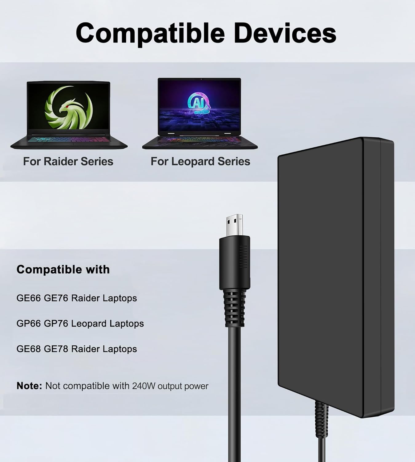 230W USB Tip Charger Compatible with MSI Laptop GE66 GE68 GE76 GE78 Raider, GP76 GP66 Leopard, Vector GP66 GP76, Alpha 17 C7V C7VF Gaming Laptop Power Supply Adapter 20V 11.5A